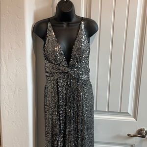 sparkling silver dress w/ 2 slits on sides